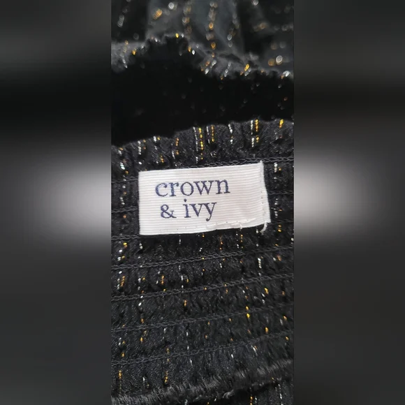 NWOT!Off The Shoulder Button Front Metallic Striped Women's Boho Chic Top Small - Picture 8 of 9